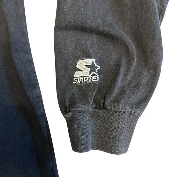 Vintage STARTER Chicago Bulls Long Sleeve Mock Neck T Shirt 90s Black SZ XL - Picture 2 of 11